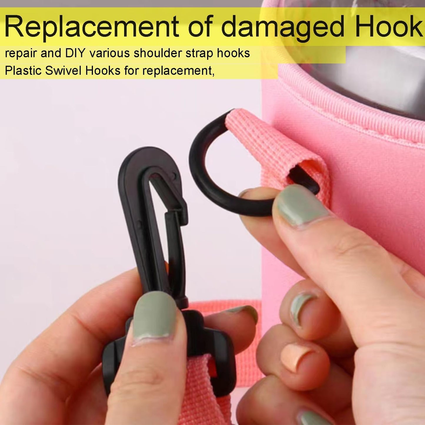CooBigo 12PCS Plastic Swivel Snap Hook Clips for Purse,1 Inch Rotary Clasp Purse Strap Hardware for Bag V1258-DP02-D-45