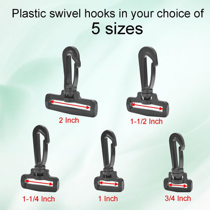 CooBigo 12PCS Plastic Swivel Snap Hook Clips for Purse,1 Inch Rotary Clasp Purse Strap Hardware for Bag V1258-DP02-D-45