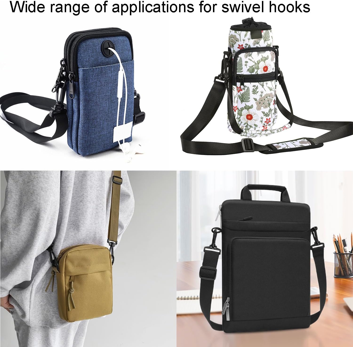 CooBigo 12PCS Plastic Swivel Snap Hook Clips for Purse,1 Inch Rotary Clasp Purse Strap Hardware for Bag V1258-DP02-D-45