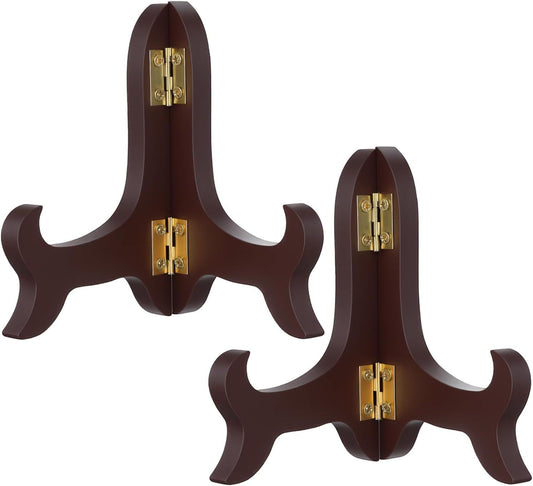2 Pcs 3.94in Wooden Easel Plate Holder, Decorative Wooden Display Stand, Folding Small Easels for Display, V1258-DP02-D-451