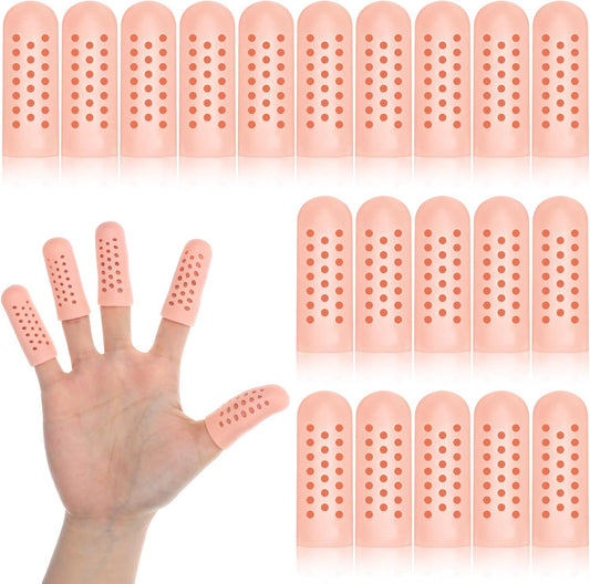 20PCS Gel Finger Cots with Air Holes, Silicone Finger Protectors Fingers Covers for Wounds Breathable Thumb V1258-DP02-D-453