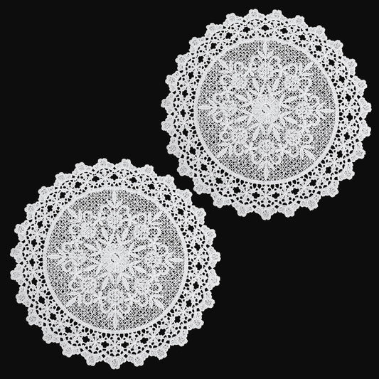 2PCS Vintage Crochet Doilies, 10 Inch Lace Doilies for Tables, Round Lace Coasters, Handmade Placemats V1258-DP02-D-456