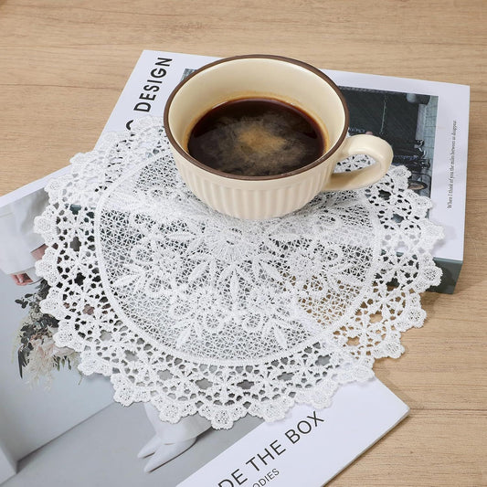 2PCS Vintage Crochet Doilies, 10 Inch Lace Doilies for Tables, Round Lace Coasters, Handmade Placemats V1258-DP02-D-456