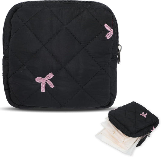 Portable Period Bags for Girls, Cute Bow Period Pouch for Pads Sanitary Napkins Small Tampons, Sanitary V1258-DP02-D-457