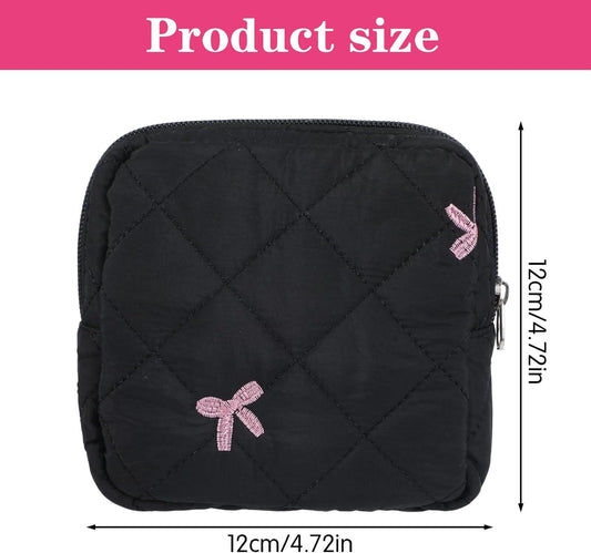 Portable Period Bags for Girls, Cute Bow Period Pouch for Pads Sanitary Napkins Small Tampons, Sanitary V1258-DP02-D-457