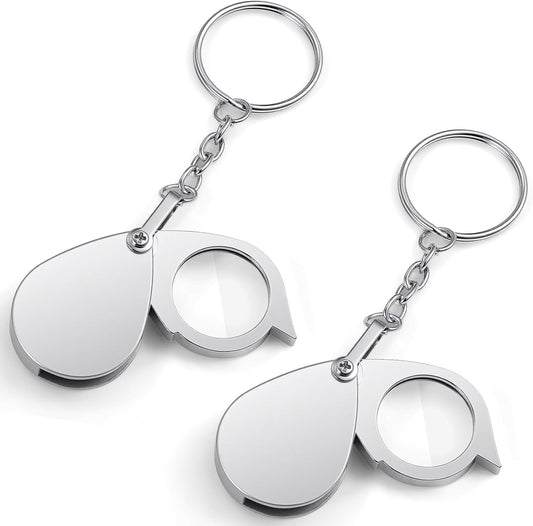 2 Pcs 10x Mini Pocket Magnifying Glass, Small Rotating Folding Jewelry Loupe, Stainless Steel Portable Pocket V1258-DP02-D-462