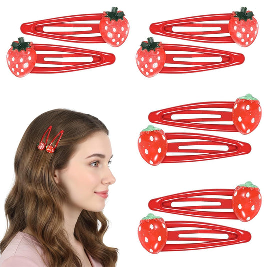 8PCS Small Strawberry Hair Clips, Metal Snap Hair Clips for Women Girls, Cute Hairs Barrettes Cute Strawberry V1258-DP02-D-463