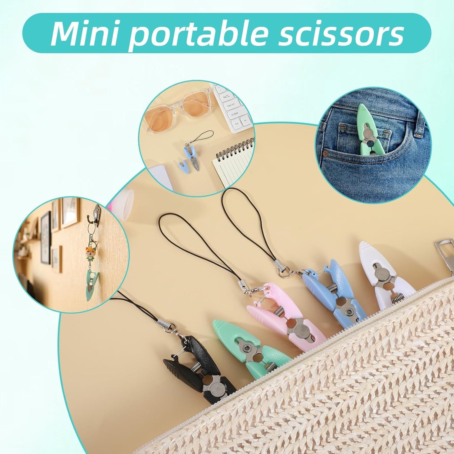 5 Pcs Mini Scissors with Cover, Portable Travel Scissors, Tiny Sewing Scissor, Multifunctional Micro Snips V1258-DP02-D-465
