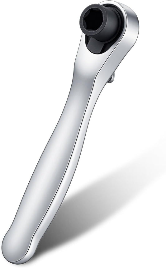Mini 1/4 Ratchet Wrench, Reversible Stubby Ratchet, Oval Head Socket Wrench, Steel Quarter Inch Compact V1258-DP02-D-468
