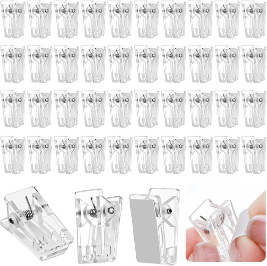 40 Pcs Tapestry Wall Hanging Clips, Clear Wall Clips for Hanging Photos, Posters, Banners, Adhesive Clip for V1258-DP02-D-473