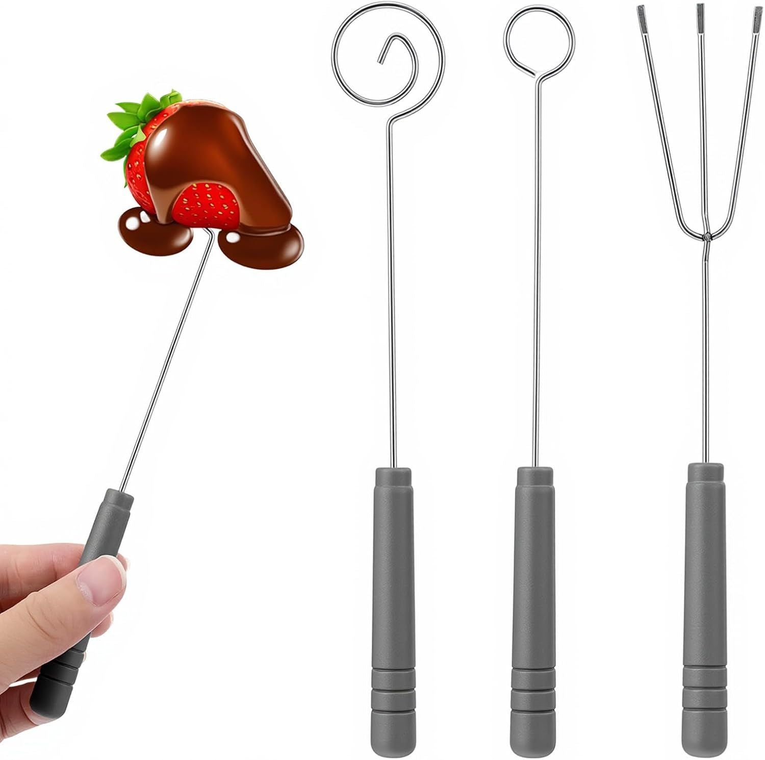 3PCS Chocolate Dipping Tools, Stainless Steel Candy Dipping Tools Set, Chocolate Dip Fork Baking Supplies, V1258-DP02-D-476