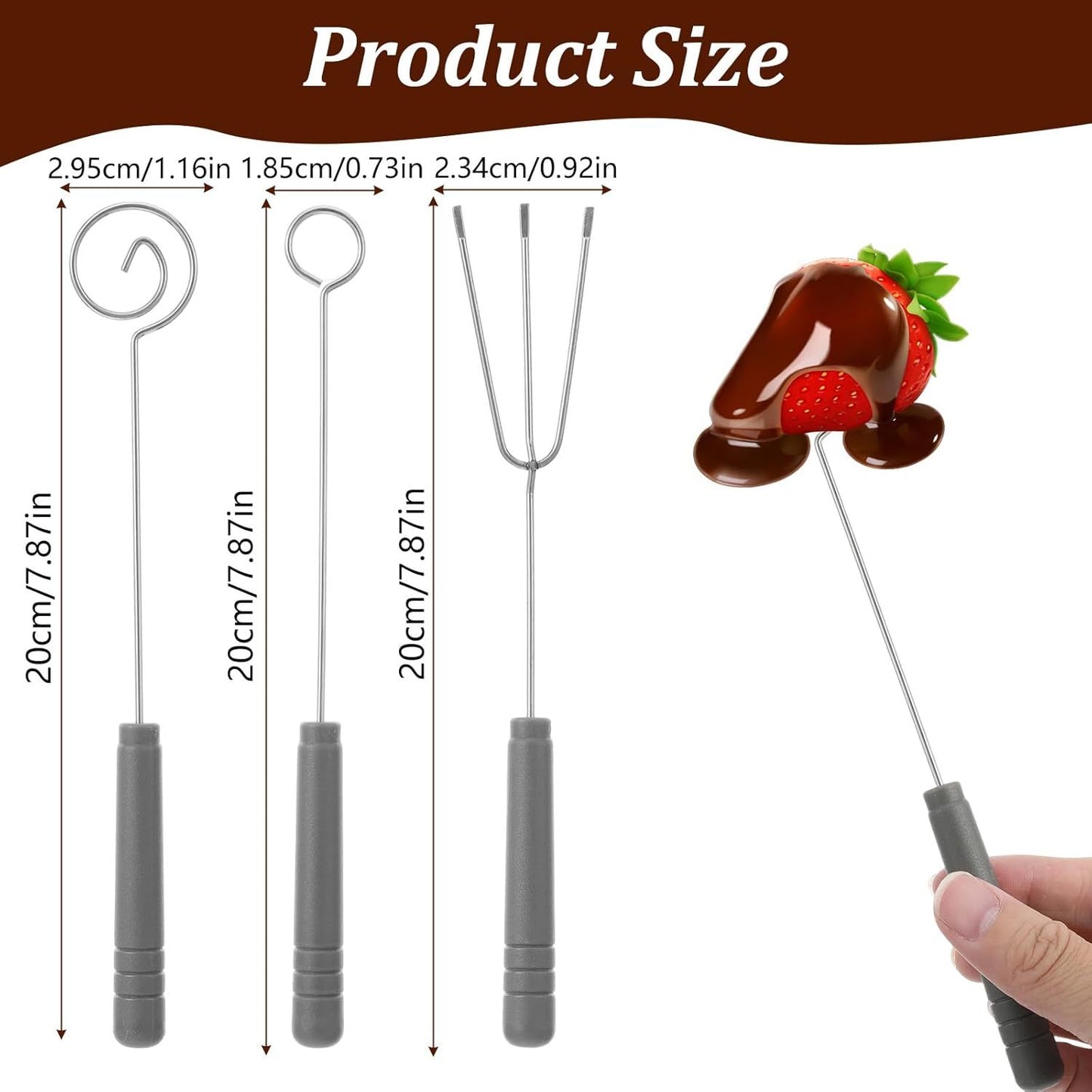 3PCS Chocolate Dipping Tools, Stainless Steel Candy Dipping Tools Set, Chocolate Dip Fork Baking Supplies, V1258-DP02-D-476