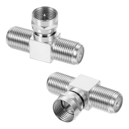 2 Pack Coaxial Cable Splitter, 2 in 1 Out TV Splitter, F Type RG6 Male to 2 Female, 3 Way Coaxial Cable V1258-DP02-D-477