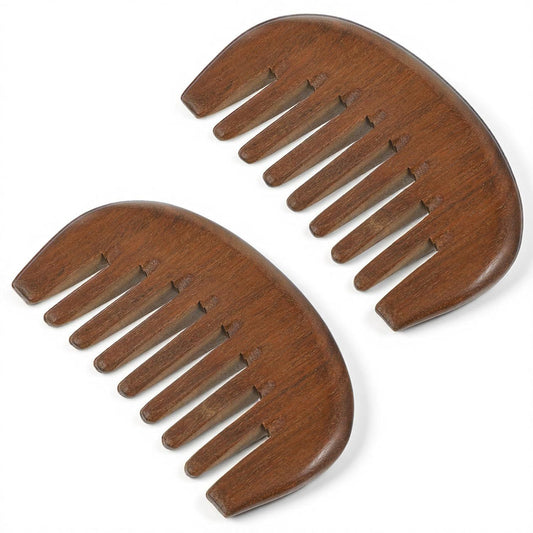 Matwses 2 Pcs Natural Wooden Hair Comb, Wooden Wide Tooth Comb, Vintage Wood Scalp Massage Combs for Women V1258-DP02-D-478