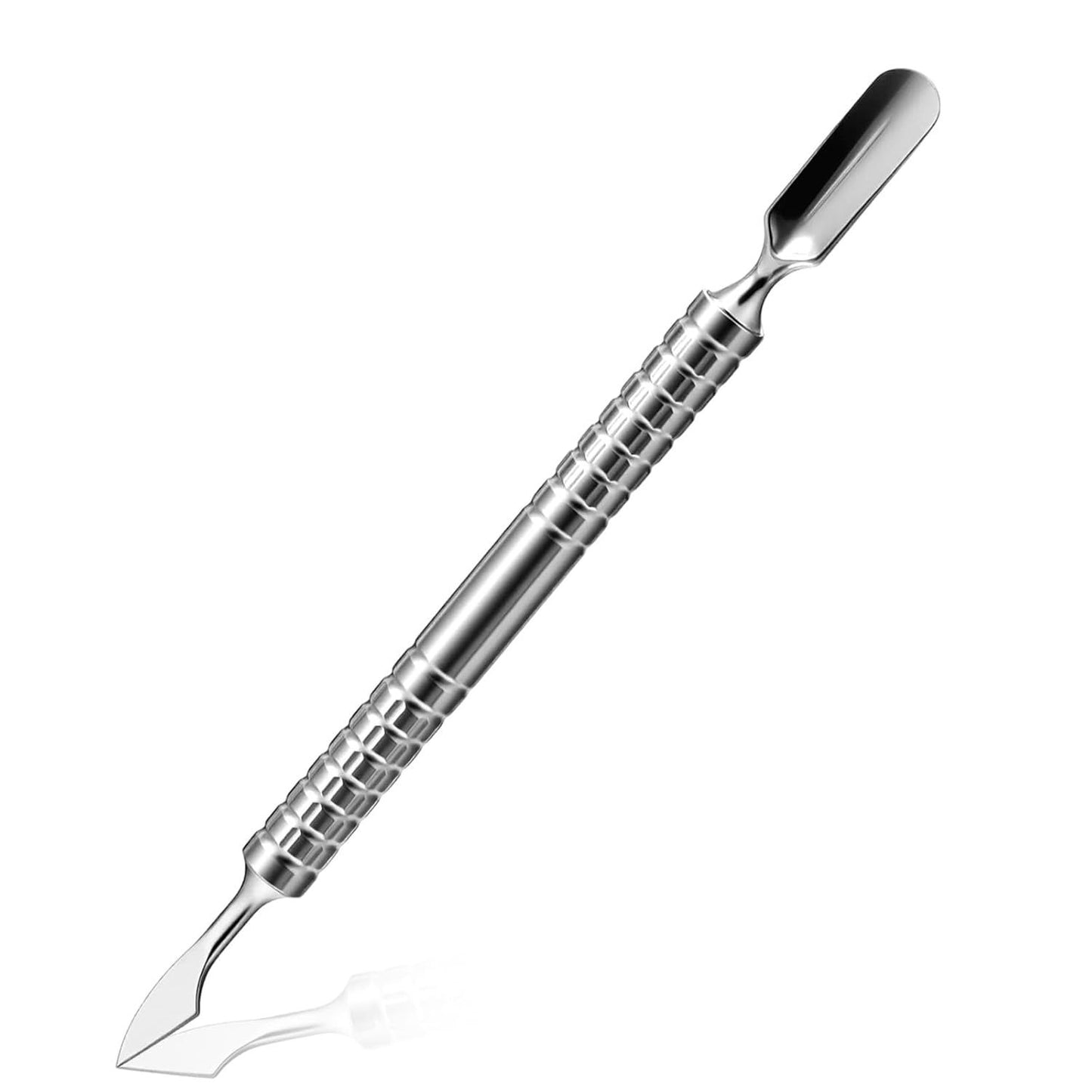 Dual Head Nail Cuticle Pusher Tool, Nail Scraper Stainless Steel Curved & Chisel Edge for Women Home Manicure V1258-DP02-D-483