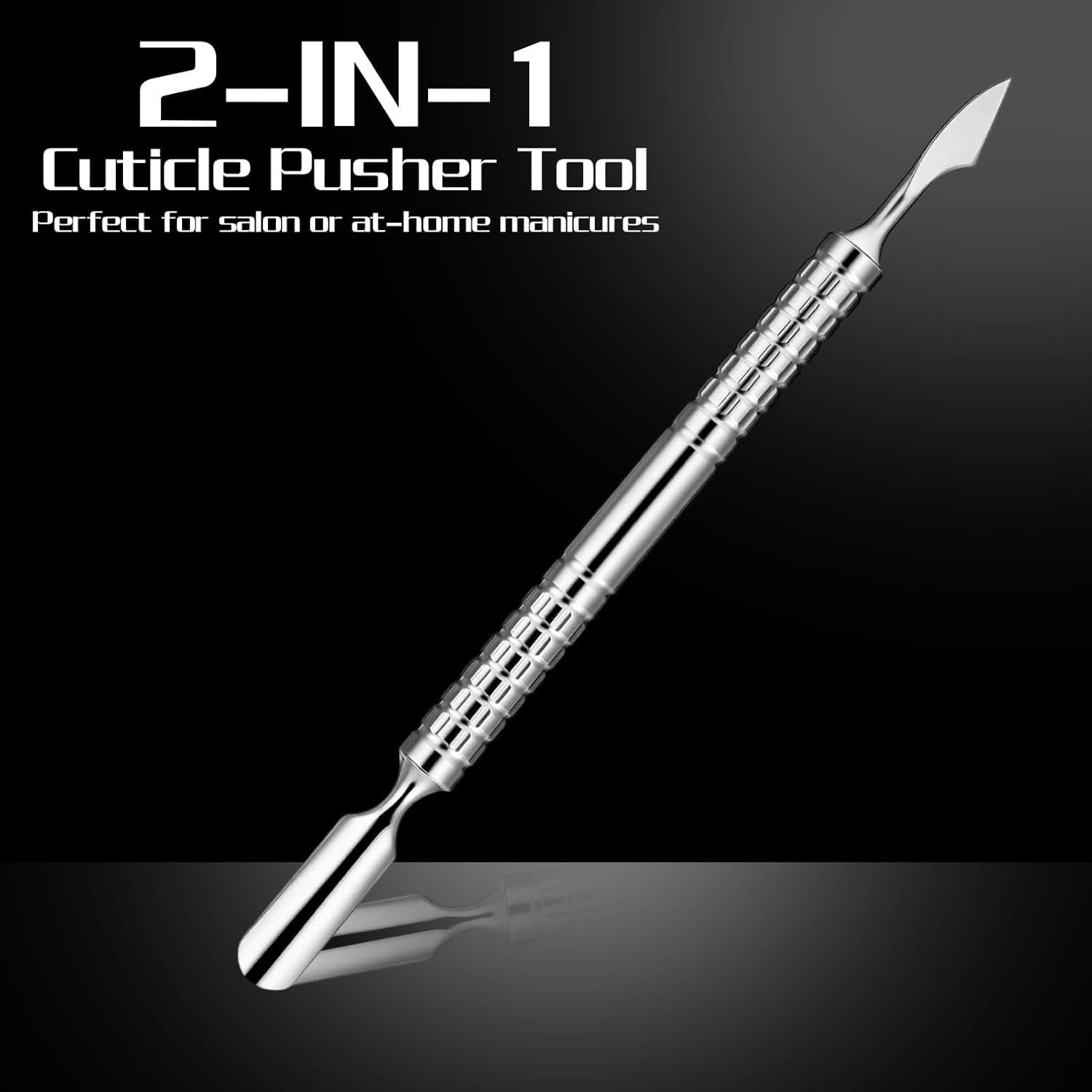 Dual Head Nail Cuticle Pusher Tool, Nail Scraper Stainless Steel Curved & Chisel Edge for Women Home Manicure V1258-DP02-D-483