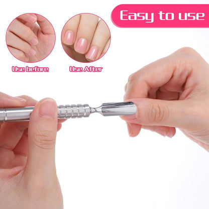 Dual Head Nail Cuticle Pusher Tool, Nail Scraper Stainless Steel Curved & Chisel Edge for Women Home Manicure V1258-DP02-D-483
