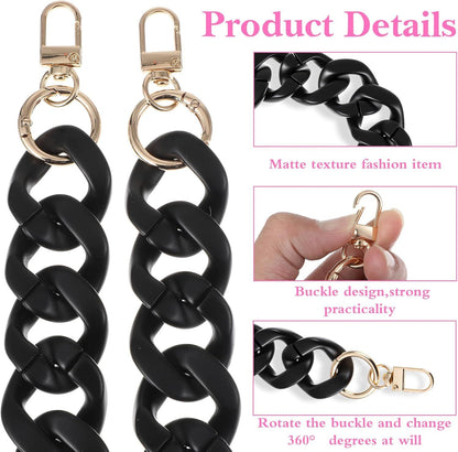 1PCS Black Purse Chain Replacement, 15.7 Inch Acrylic Bag Chain, Black Purse Chains Strap, Adjustable Handbag V1258-DP02-D-485