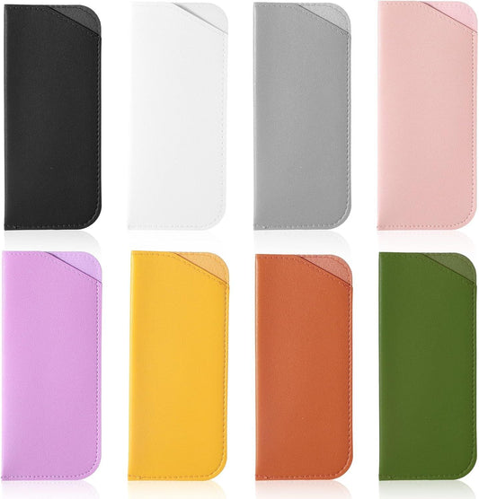 8 Pack Soft Glasses Case, 6.89 X 2.95 Inch Soft Leather Glasses Pouch, Portable Thin Eyeglasses Case for V1258-DP02-D-486