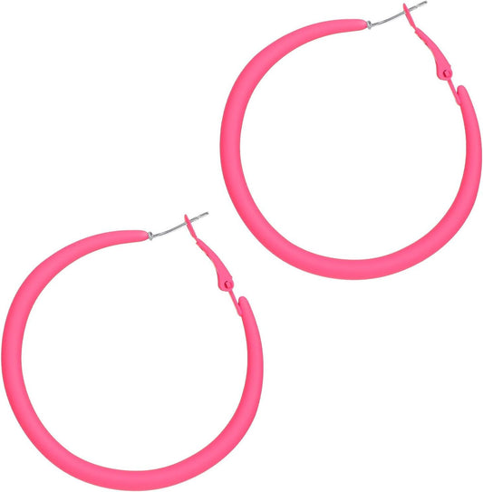 Neon Hoop Earrings for Women, 80s 90s Hoop Earring Big Earrings Retro Neon Earring for Party Outfits Y2k V1258-DP02-D-487