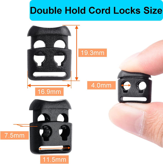 CooBigo Plastic Cord Locks for Paracord Drawstring Clip, Spring Toggle Cord Stopper Sweatpant Hat Gloves V1258-DP02-D-49