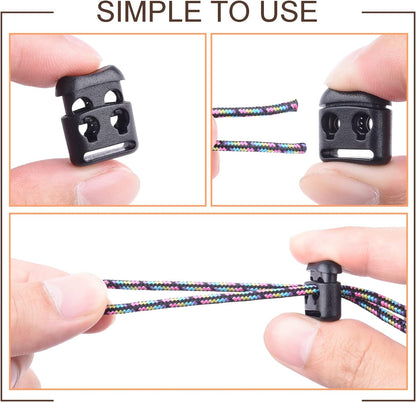 CooBigo Plastic Cord Locks for Paracord Drawstring Clip, Spring Toggle Cord Stopper Sweatpant Hat Gloves V1258-DP02-D-49