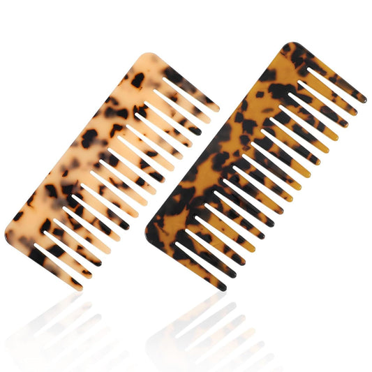 2PCS Large Wide Tooth Combs for Curls, Tortoise Shell Comb, Large Detangling Comb Cellulose Detangler Combs V1258-DP02-D-490