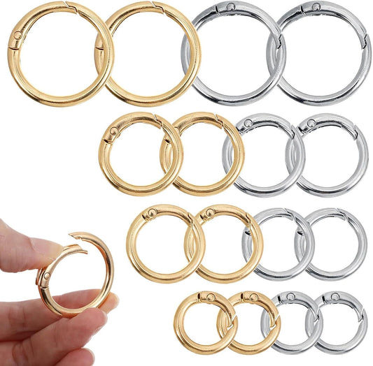 16 Pcs Spring O Ring Clips, Metal Key Ring Clips, Round Carabiner Clip, Small Keychain Clip for Keys, Buckle, V1258-DP02-D-495