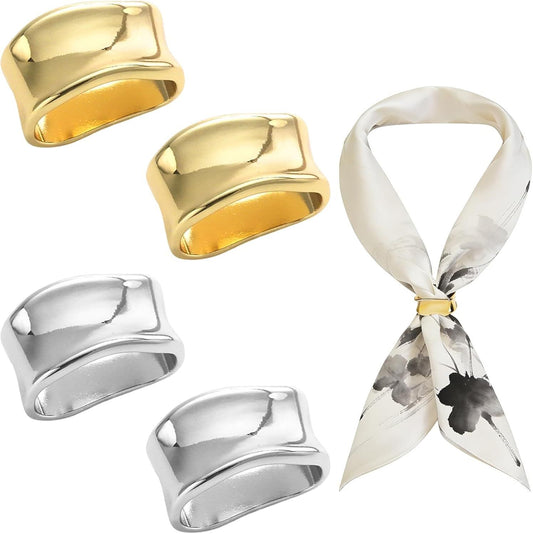 4 PCS Metal Scarf Clip Fashion Silk Scarves Clip Oblate Shawl Slide Buckle Minimalist Geometric Wrap Holder V1258-DP02-D-497