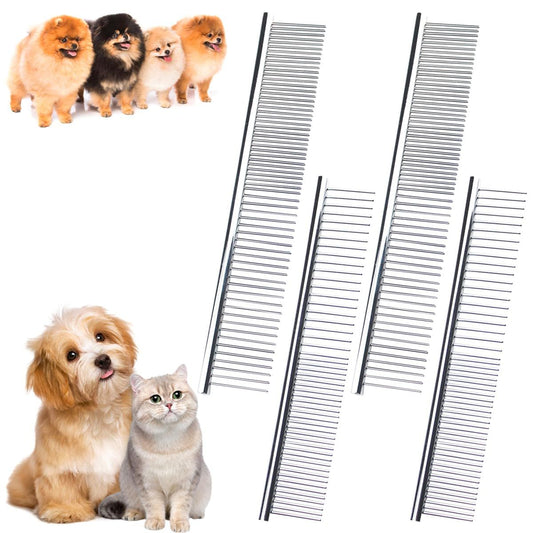 4 PCS Stainless-Steel Comb Dog Combs for Knots, Mats & Loose Hair Removal - Effective Dematting Tool, V1258-DP02-D-502