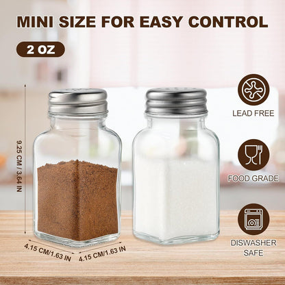 Salt and Pepper Shakers Set, Salt Shaker 2 Pcs,High Transparency Glass Stainless Steel Kitchen Tools Home V1258-DP02-D-506