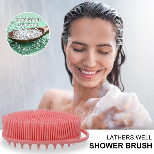 Upgrade 2 in 1 Bath and Shampoo Body Brush, Silicone Exfoliating Body Scrubber for Use in Shower, Premium V1258-DP02-D-507
