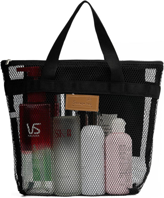 Mesh Shower Caddy Bag Portable Hanging Toiletry and Bath Organizer with Zipper for Travel, Gym, Camping, V1258-DP02-D-508