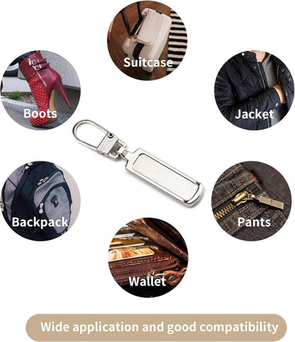 Metal Zipper Pull Replacement for Small Holes, Detachable, Repair for Jacket, Bag Boots, Purse, Coat, Pants V1258-DP02-D-509