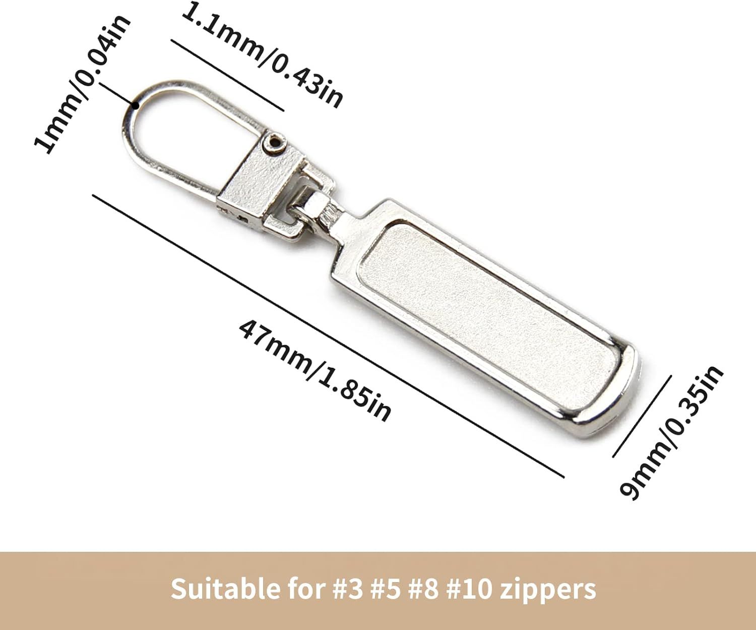 Metal Zipper Pull Replacement for Small Holes, Detachable, Repair for Jacket, Bag Boots, Purse, Coat, Pants V1258-DP02-D-509