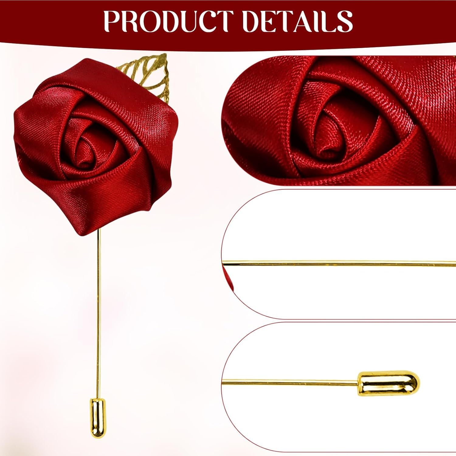1Pcs Flower Lapel Pins,Rose Pins for Men for Dance,Party,Wedding V1258-DP02-D-511