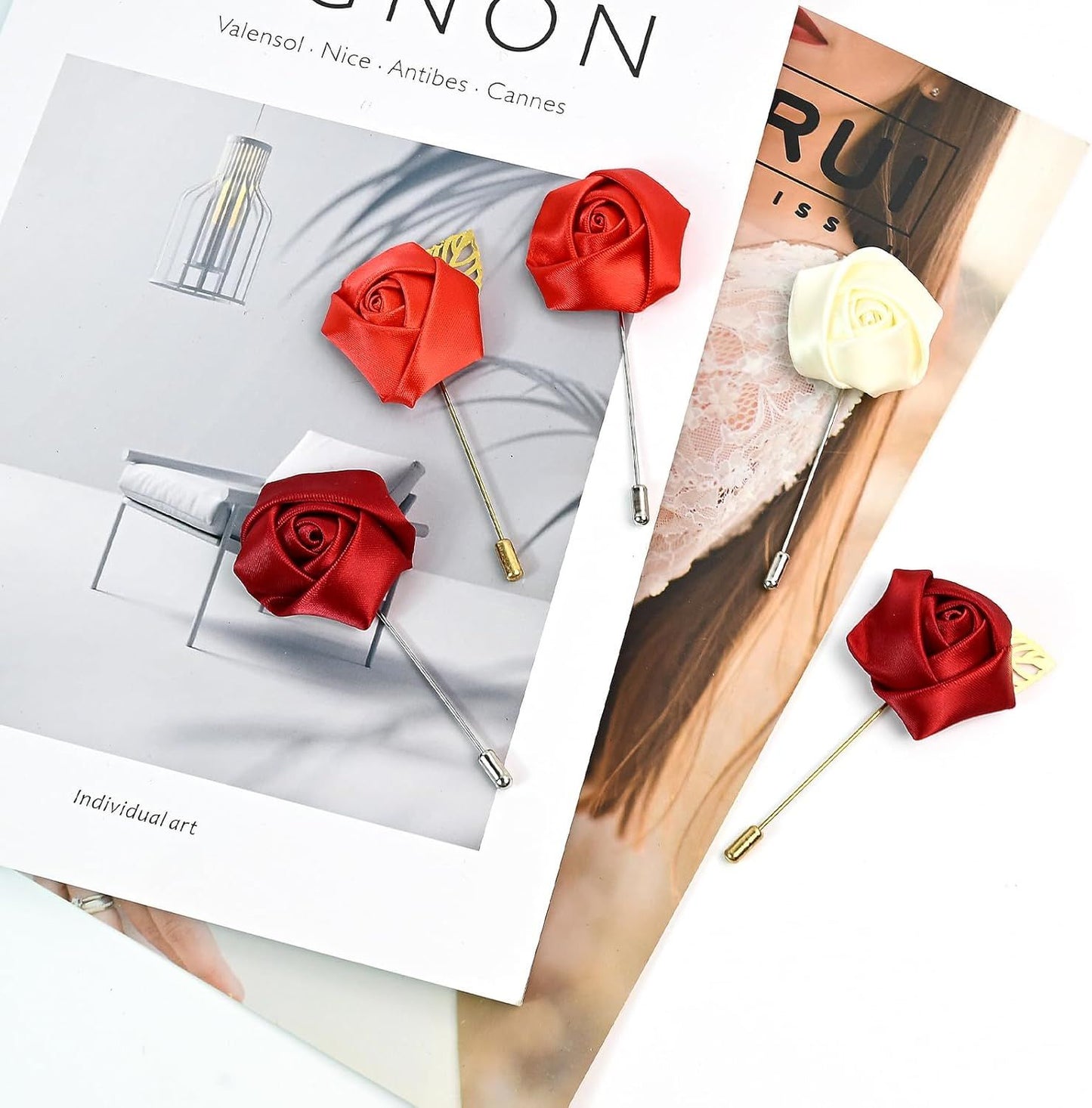 1Pcs Flower Lapel Pins,Rose Pins for Men for Dance,Party,Wedding V1258-DP02-D-511
