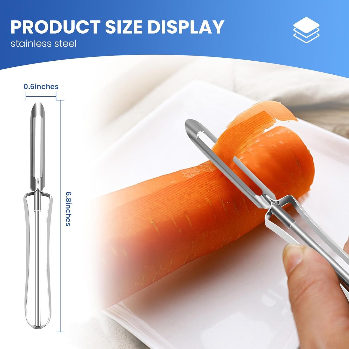 Stainless Steel Peelers,Multi-function Vegetable Peelers for Veggie, Potato, Carrot, Fruit, Apple V1258-DP02-D-514
