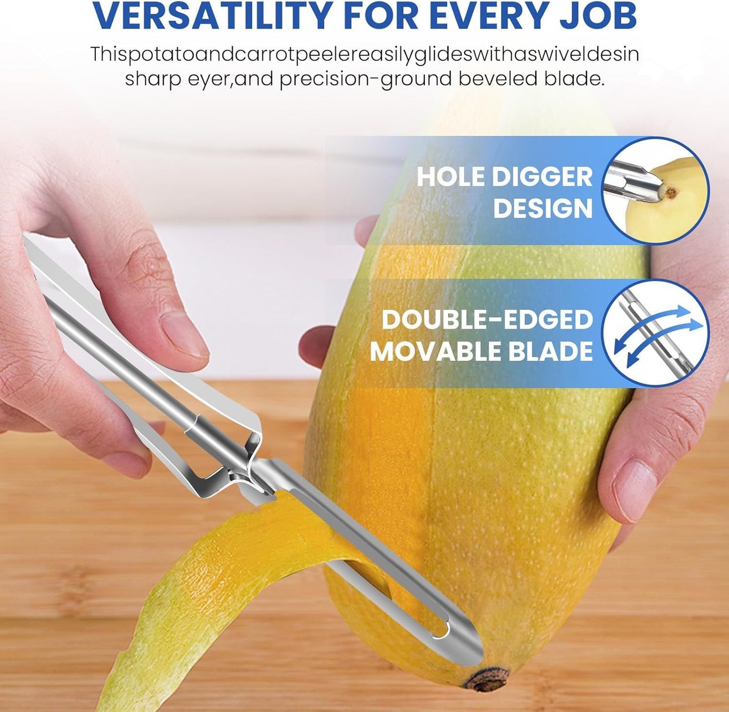 Stainless Steel Peelers,Multi-function Vegetable Peelers for Veggie, Potato, Carrot, Fruit, Apple V1258-DP02-D-514