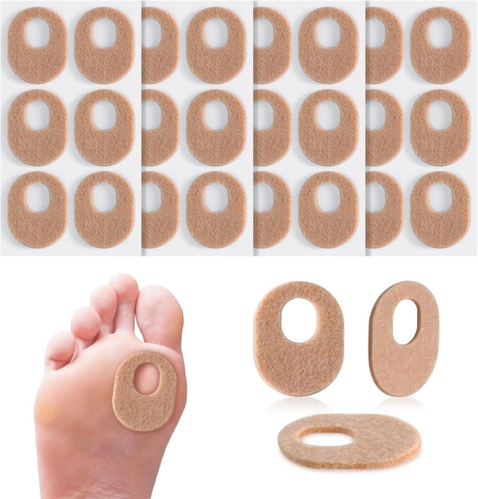24Pcs Callus Pads, Soft Felt Callus Oval Shape Cushion Pads for Toes and Feet, Reduce Pain, Pressure and V1258-DP02-D-517