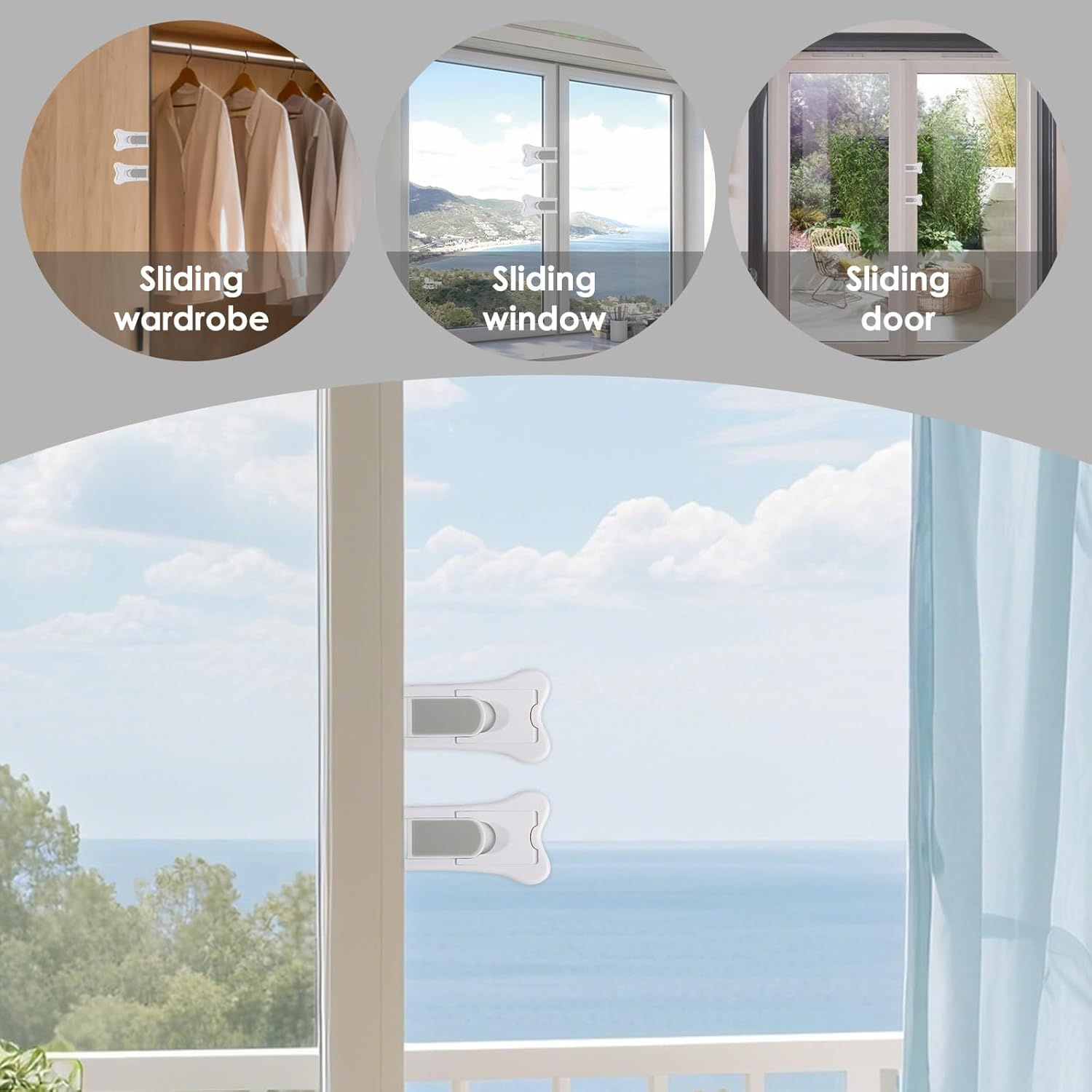 2 PCS Sliding Door Locks,Slide Closet Doors Window Stoppers for Windows,Closets,Cabinets,Sliding Glass Door V1258-DP02-D-518