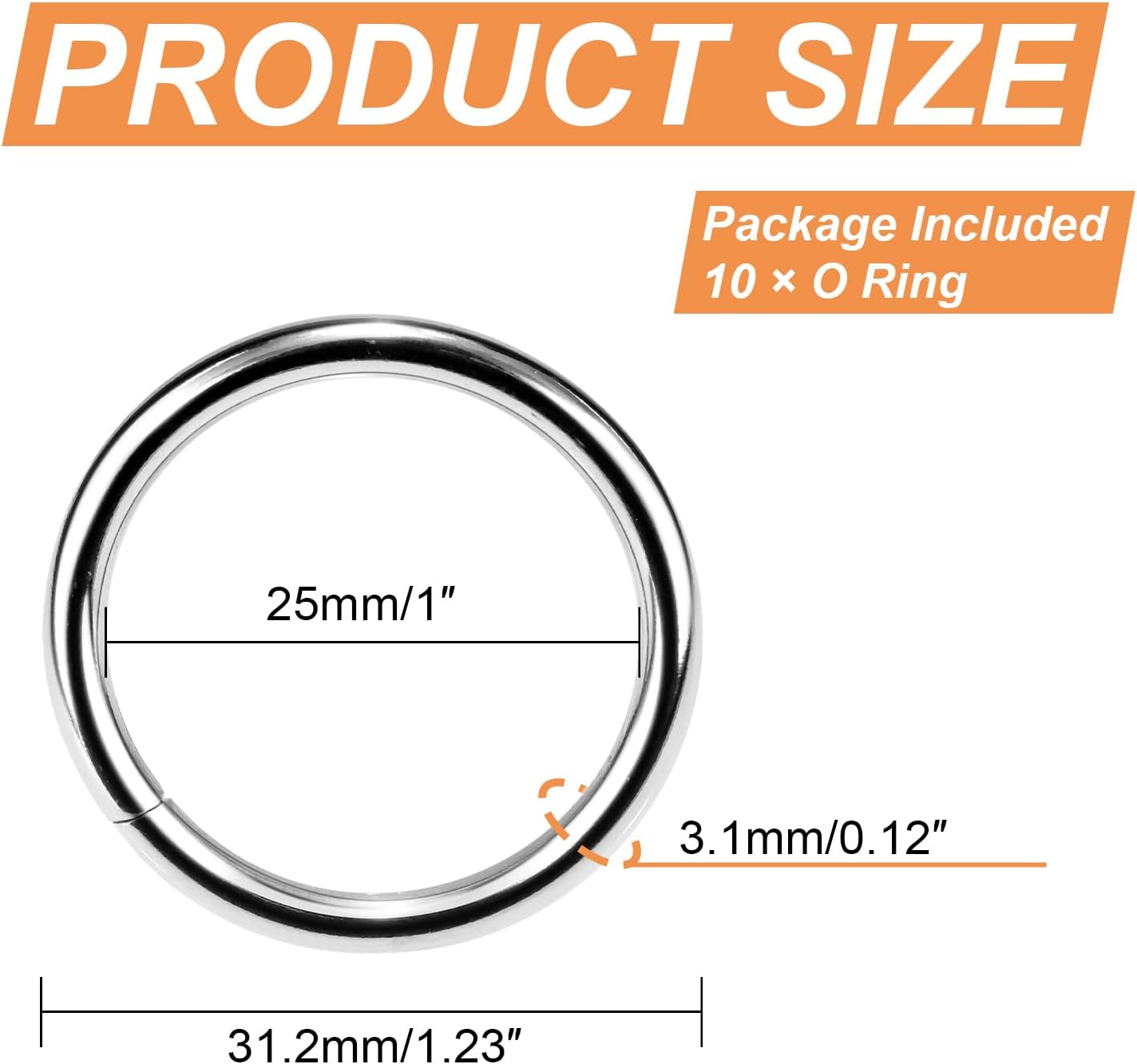 CooBigo 10 Pack 1" O Rings Buckles for Webbing Straps Collars Purses Bags Hardware - Silver V1258-DP02-D-52