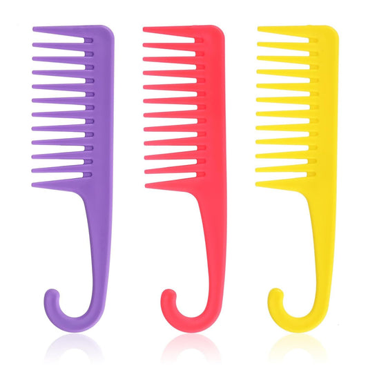 3PCS Wide Tooth Hair Combs with Hook, Large Detangling Shower Combs Set for Wet or Dry Hair, Conditioner V1258-DP02-D-523