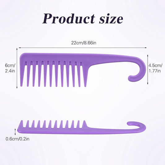3PCS Wide Tooth Hair Combs with Hook, Large Detangling Shower Combs Set for Wet or Dry Hair, Conditioner V1258-DP02-D-523