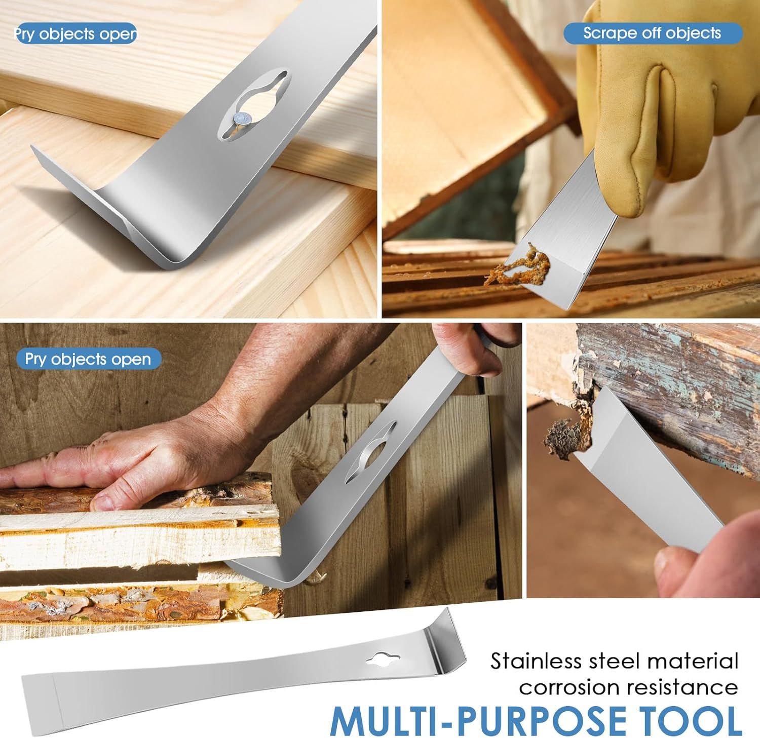 Pry Bar Scraper,10" Stainless Steel Pry Bar for Prying,Pulling,Lifting,Scraping V1258-DP02-D-524