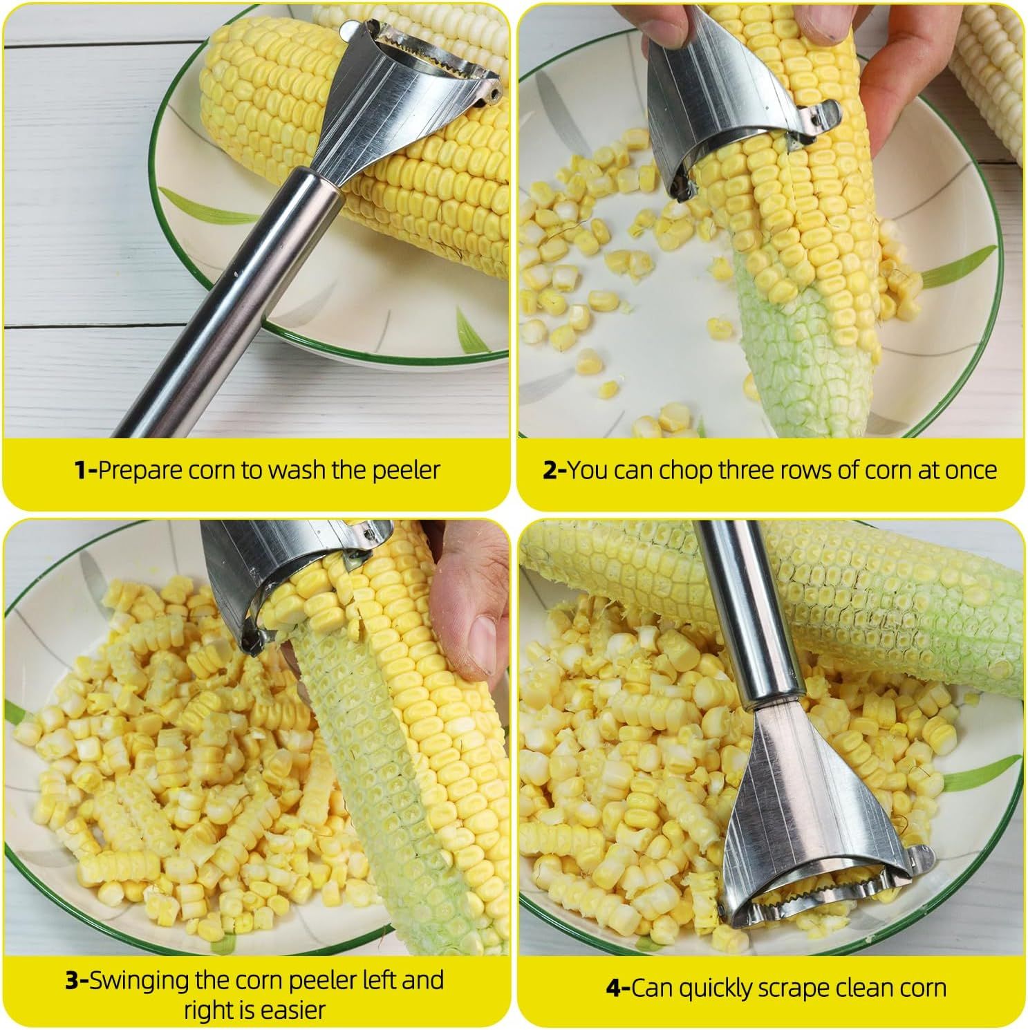 Corn Peeler,304 Stainless Steel Corn Stripper Corn Kernel Remover Tool V1258-DP02-D-529