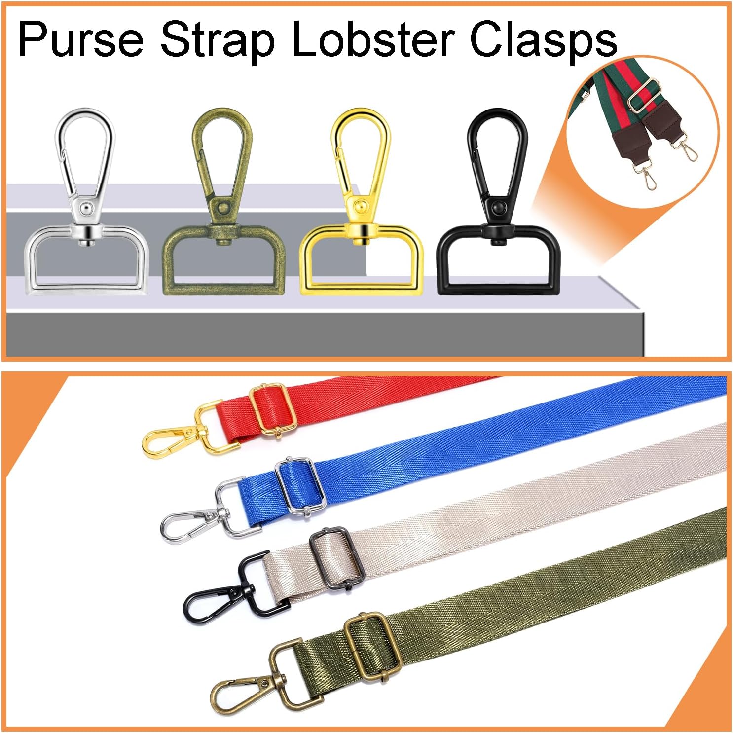 1 Inch Metal Swivel Snap Hooks, 6 Pack Lobster Claw Clasps for Keychains Purse Hardware Bag Making Lanyard V1258-DP02-D-53