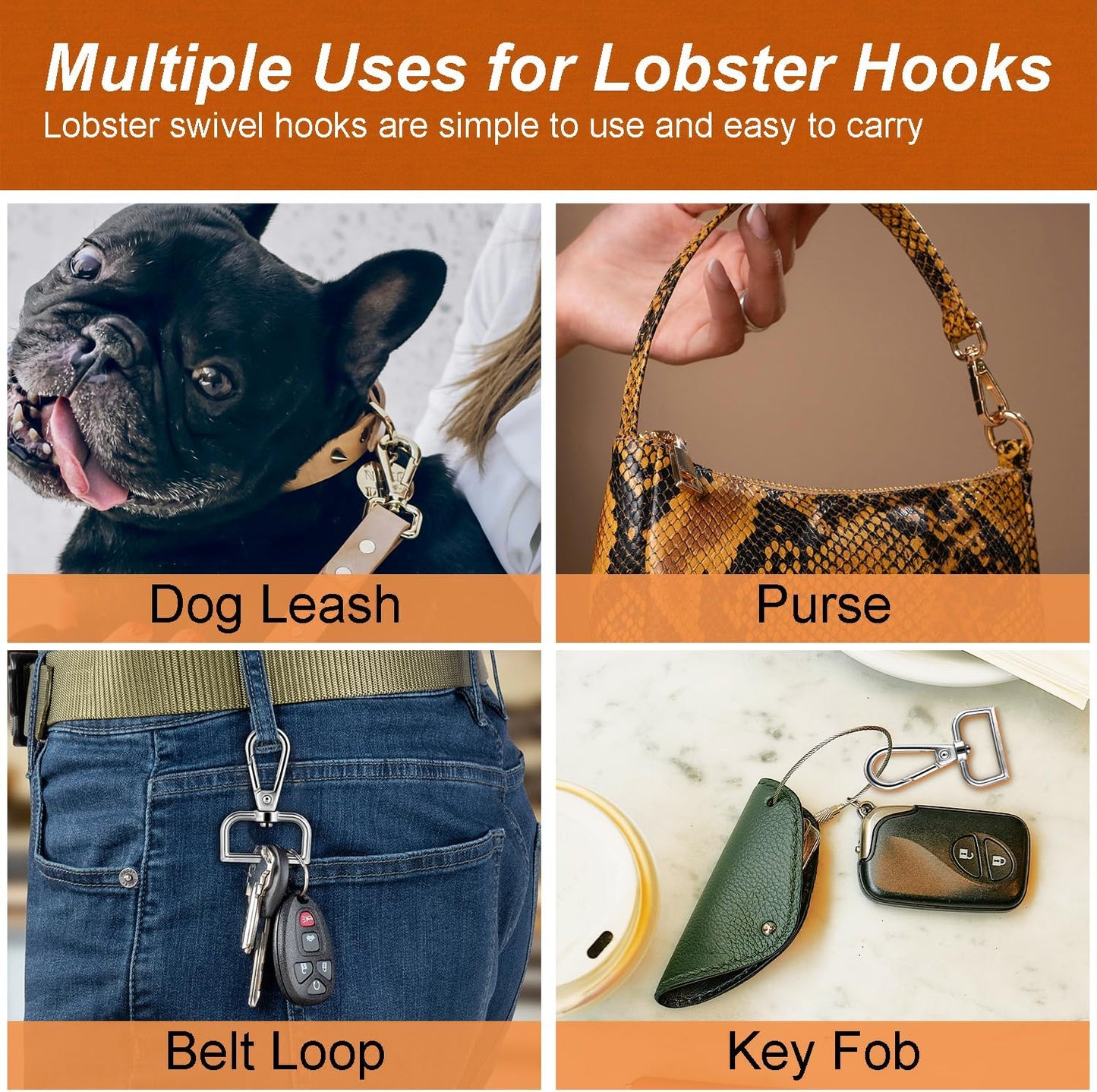 1 Inch Metal Swivel Snap Hooks, 6 Pack Lobster Claw Clasps for Keychains Purse Hardware Bag Making Lanyard V1258-DP02-D-53