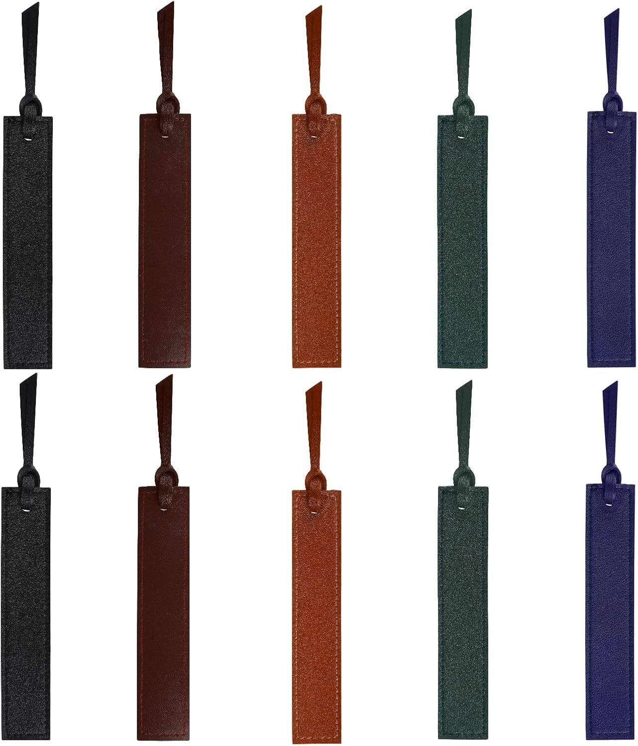 10Pcs Leather Bookmarks,Page Markers Handmade Stitched Bookmarks for Book Reader Office School Students V1258-DP02-D-530