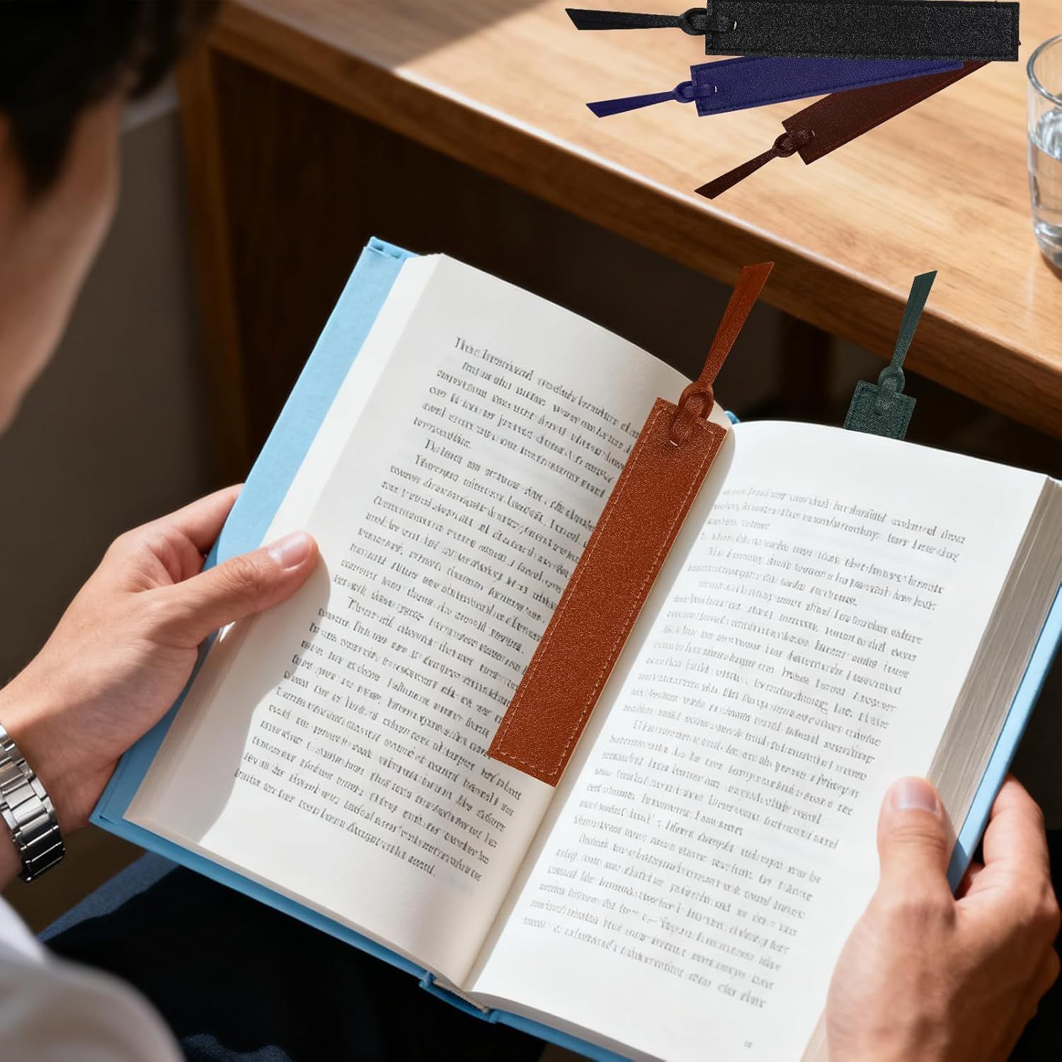 10Pcs Leather Bookmarks,Page Markers Handmade Stitched Bookmarks for Book Reader Office School Students V1258-DP02-D-530